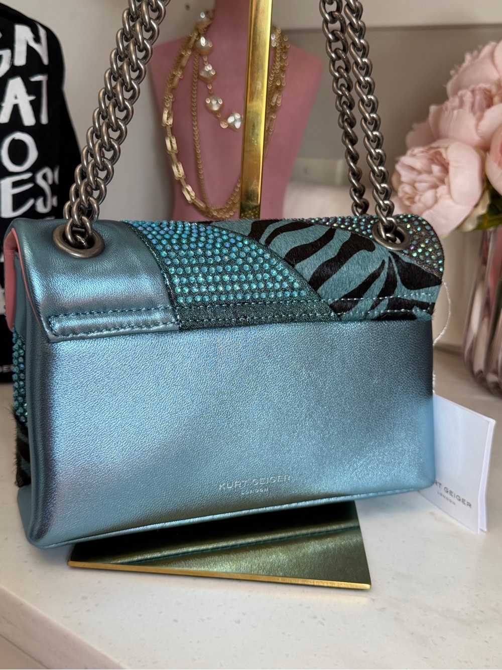 Kurt Geiger Kensington Multicolor Iridescent Animal Print Shoulder Bag - Picture 9 of 14